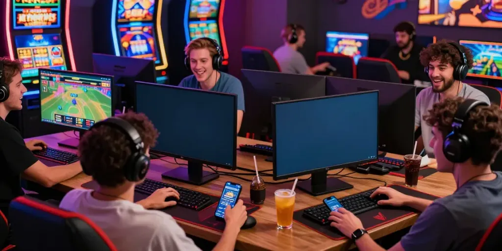 Exciting DEBET online gaming experience featuring diverse players enjoying various games in a vibrant atmosphere.