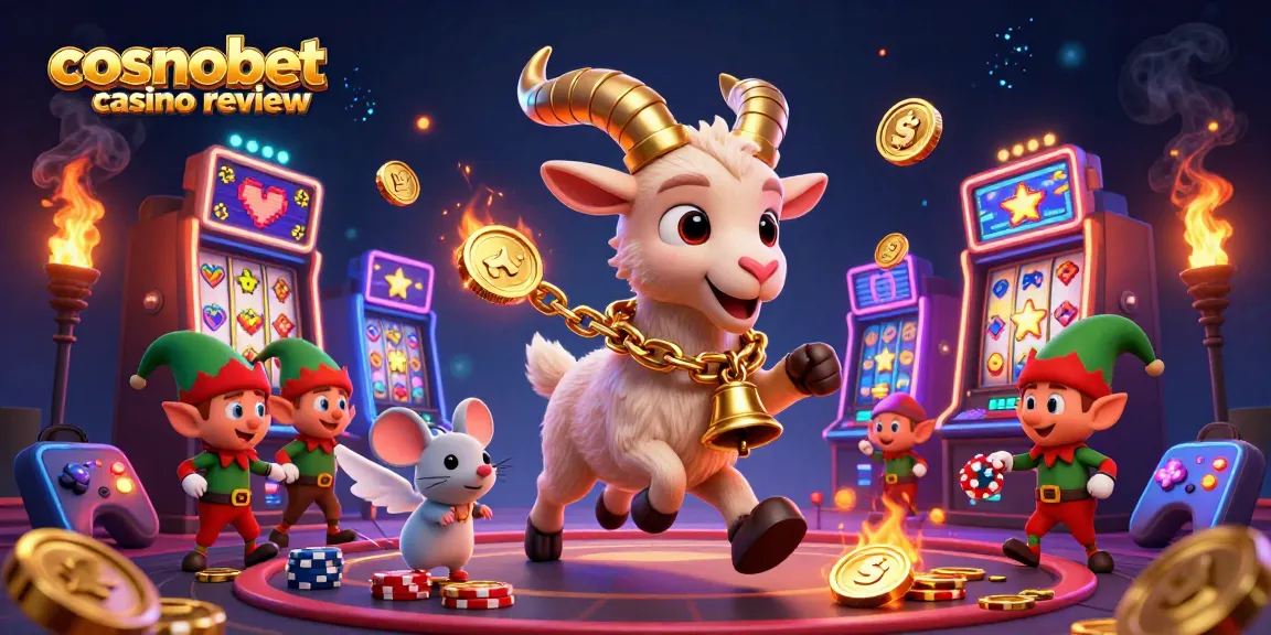 Experience thrilling gameplay in this cosmobet casino review themed illustration with casino characters and fun elements.