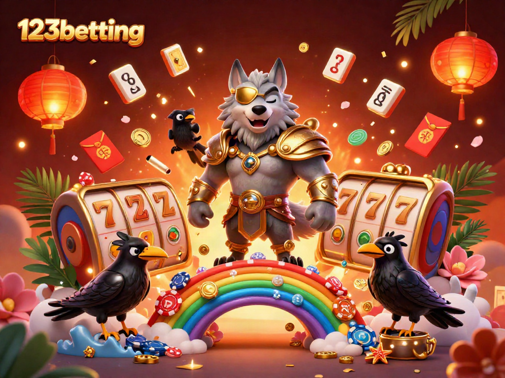 Experience the thrill of 123betting with Odin and his ravens amidst dynamic casino elements.