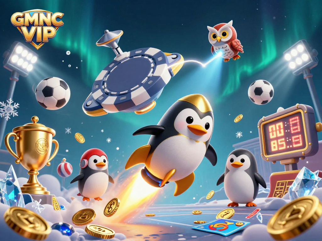 Engage with GMNC VIP in a vibrant casino-themed universe featuring dynamic sports elements.