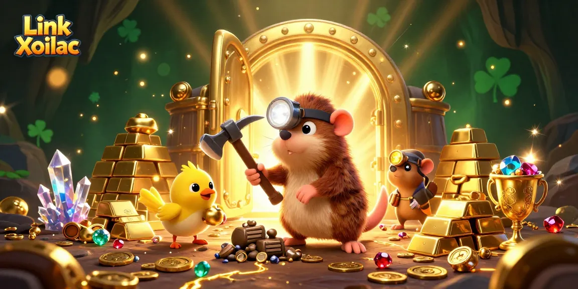 Join Link Xoilac's treasure hunt with our adventurous mole in a captivating casino scene.