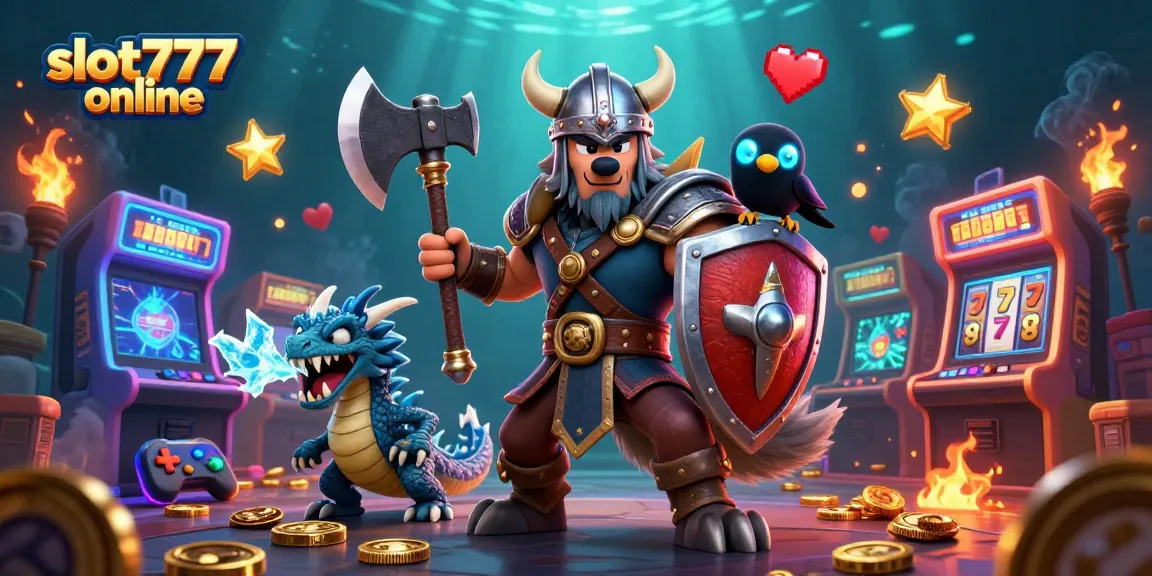 Spin to win big with slot777 online’s vibrant slot game scene featuring Viking warriors.